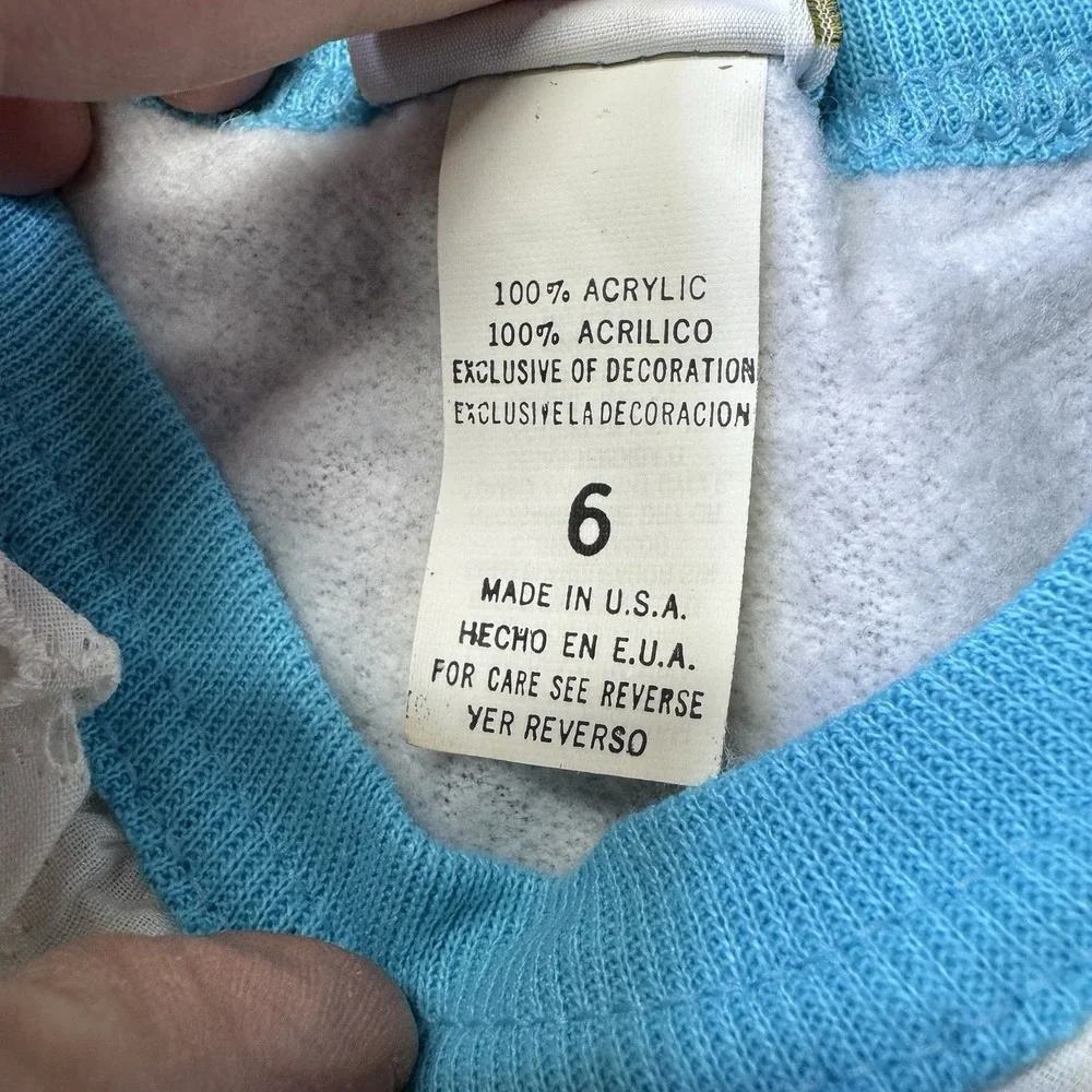 Vintage Girls Athletic Works Unicorn Sweater Hearts Ruffles 80s Size 6 Rare READ